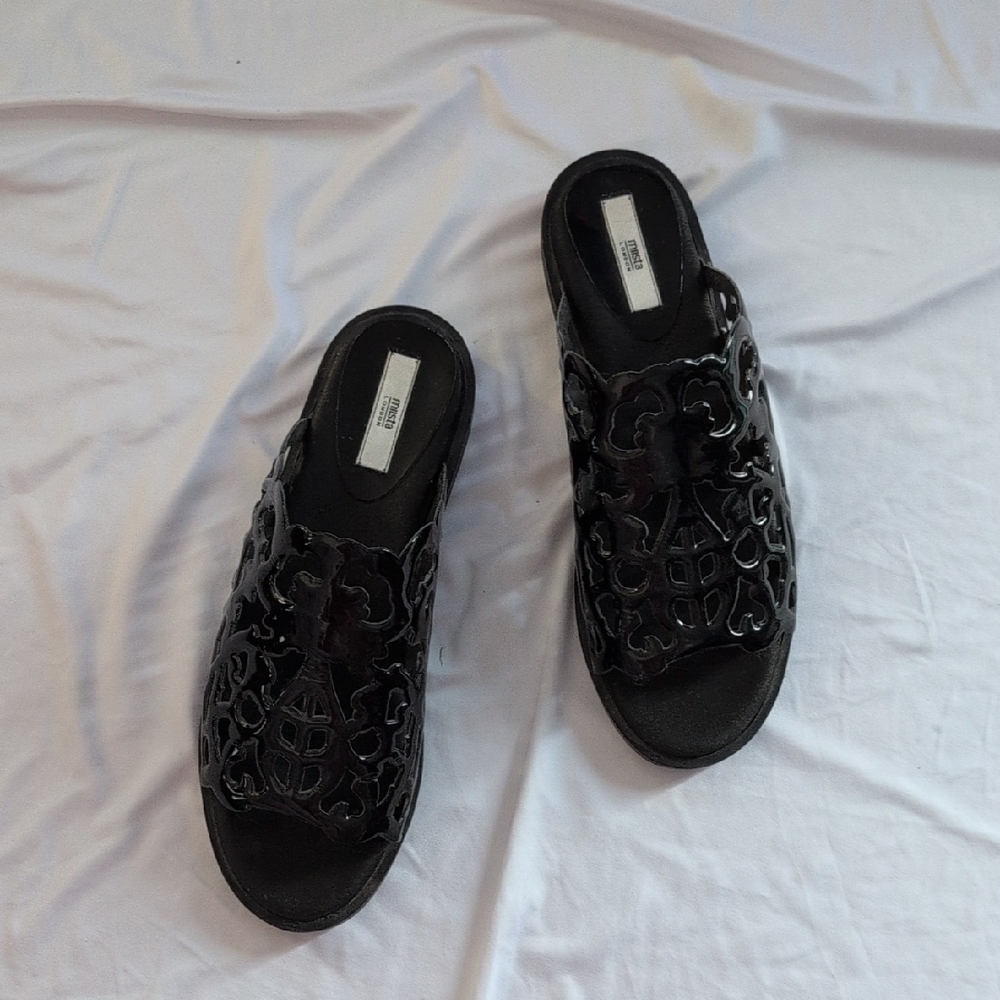 Miista Black Cutout Mules
